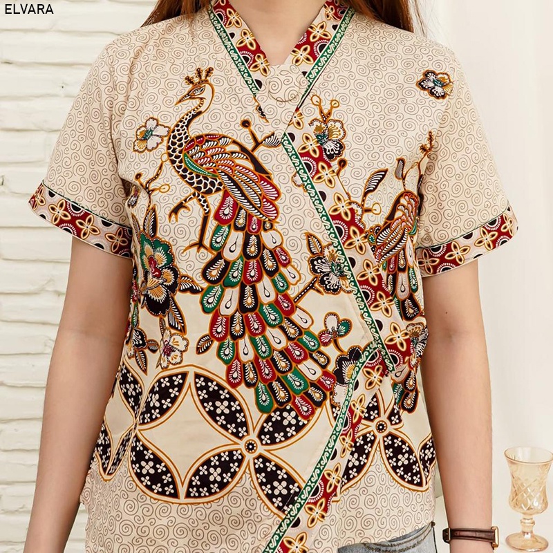 Evercloth Elvara Blouse Wanita Atasan Wanita Atasan Wanita Blouse Batik Wanita Atasan Batik Wanita Kimono Batik Couple Seragam