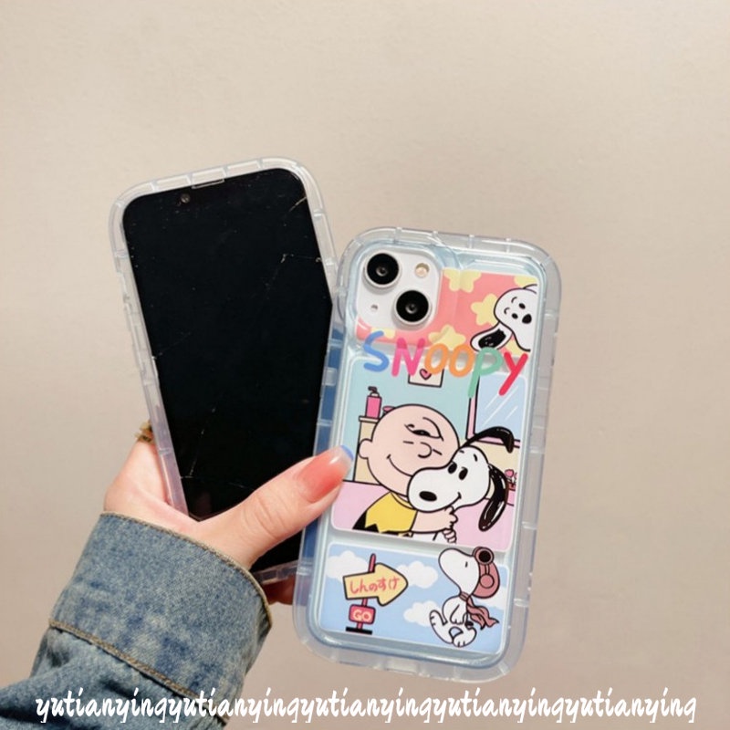 Cute Cartoon Snoopy Case Compatible for iPhone 11 XR 7Plus 8Plus 14 13 12 Pro Max 7 8 6 6S Plus X XS MAX Clear Shockproof Transparent Airbag Soft TPU Back Cover