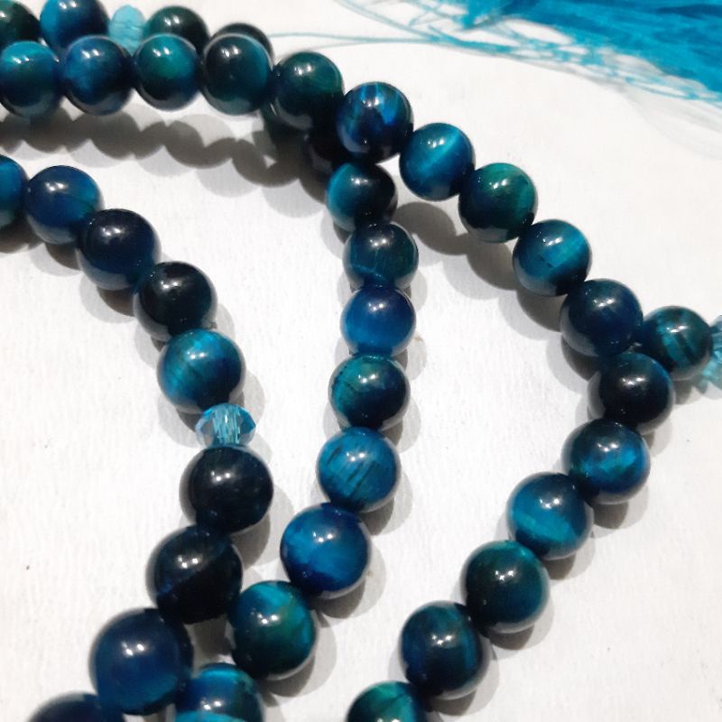 TASBIH BATU TIGER EYE BLUE 8MM 99BUTIR ORIGINAL