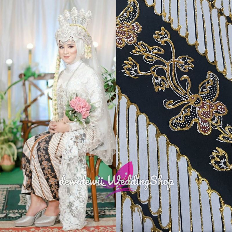 Sepasang Jarik Pengantin Prodo - Motif Lereng Kembang (Prodo Gold / Silver)