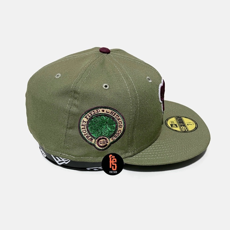TOPI NEW ERA ORIGINAL 5950 WF CHICAGO CUBS OLIVE UV DARK PURPLE