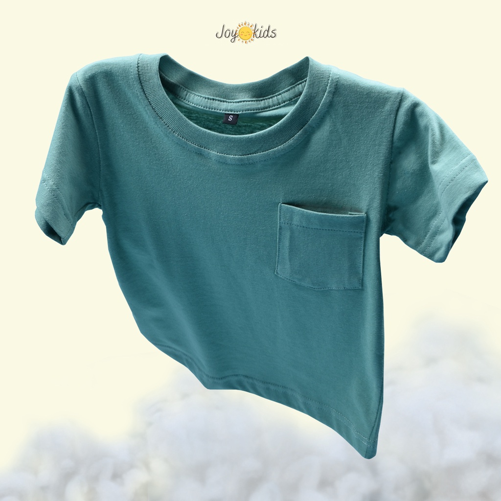 Joy Kids Kaos Oblong Anak anak Laki laki Perempuan Pocket Tee Cotton Premium 1-12 Tahun Warna Terbaru