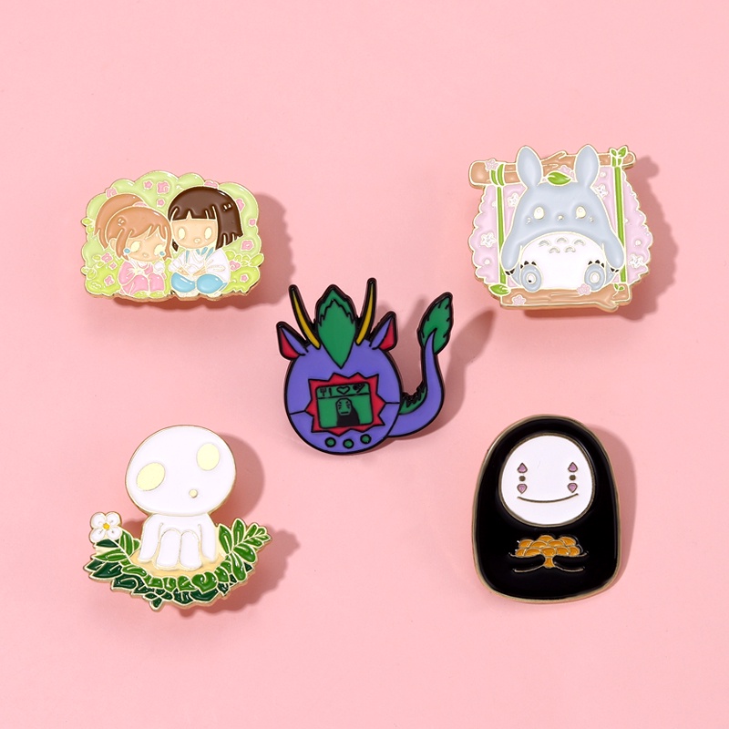 Anime Jepang Peripheral Lapel Pin Lucu Totoro Bros Tanpa Wajah Laki-Laki Lencana Hadiah Untuk Teman Pakaian Aksesoris Perhiasan