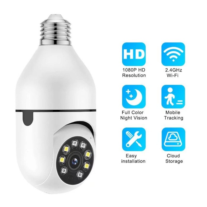 IP KAMERA CCTV SOCKET E27 BOHLAM PTZ WIFI Panorama Camera Online 360