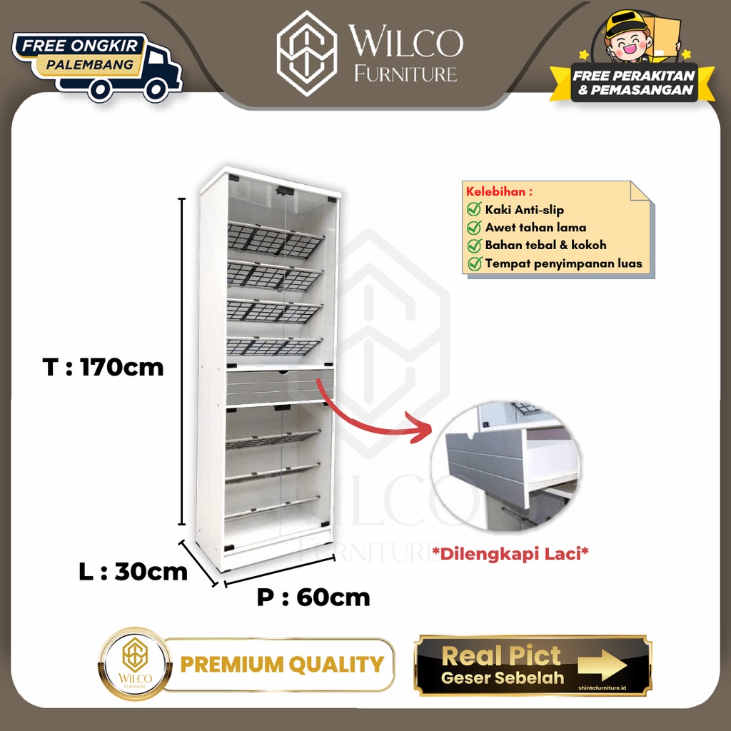 Rak Sepatu SR 333 Glossy White / Rak Sepatu Modern Minimalis Palembang