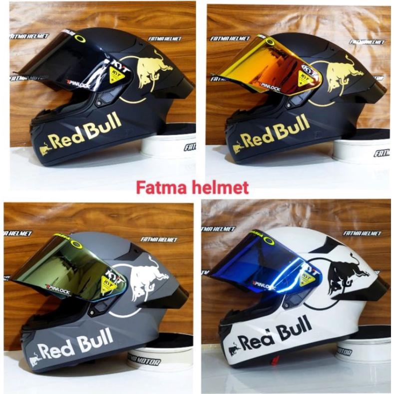 HELM KYT TT COURSE STIKER RED BULL PAKET GANTENG VISOR IRIDIUM