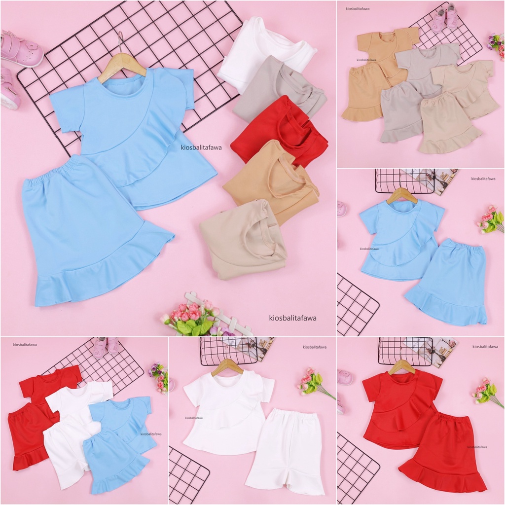 [POLOS] Setelan Lolly Anak uk 1-2 Tahun / Set Atasan Bawahan Rok Kulot Perempuan Baju Cewek Import