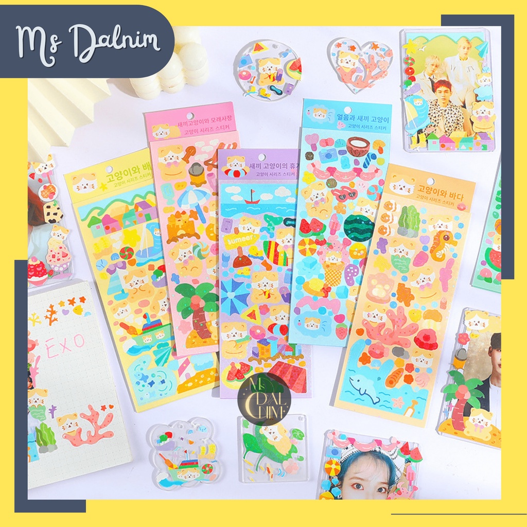 

Stiker Aesthetic Lucu Anti Air Motif Mengkilap Gliter Korea Kartun Kucing Cat Holiday Party Deco Photocard PC Holder Dekorasi Jurnal Diary Sticker Cartoon Cute Decor HP Kpop Idol Toploader Cahol Jepang DIY Planner Scrapbook Craft [ST132]