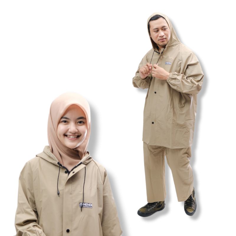 PROMO !!! JAS HUJAN MANTEL PREMIUM RAINCOAT NENDI SETELAN PRIA WANITA ANTI REMBES BAHAN PVC 0,25 kualitas axio