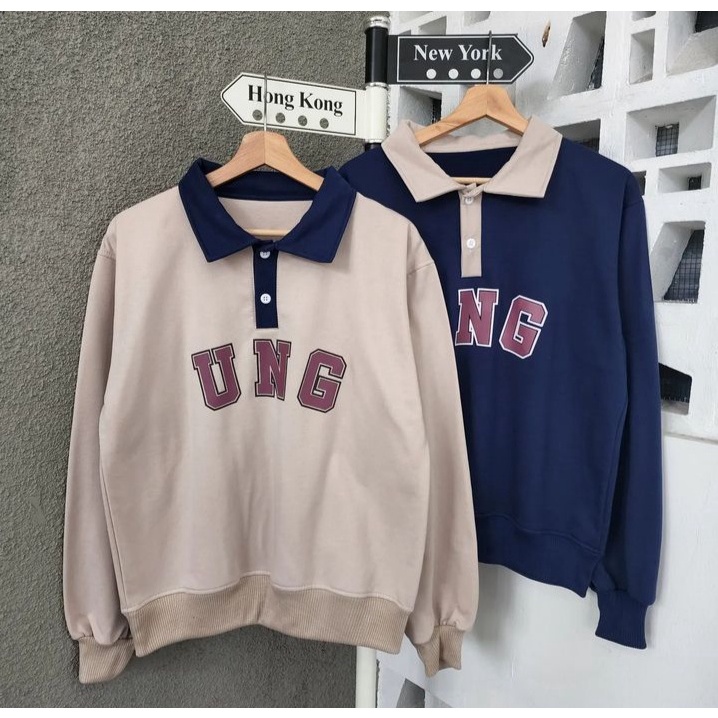 Sweater Kerah UNG COLAR Blouse Atasan Korean Fashion Kekinian Kasual Style Gaya Santai Stylish