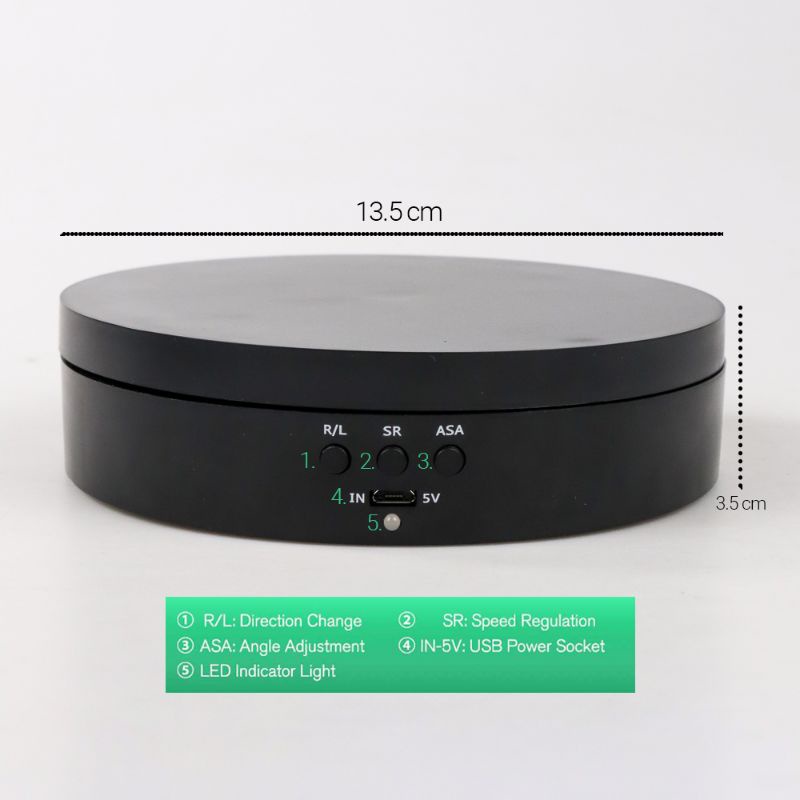 Nuansa - Meja Putar Elektrik Rak Display Alas Putar Otomatis 360 Derajat 3 Kecepatan Fotografi Produk Rotating Display Stand Base 13.5cm