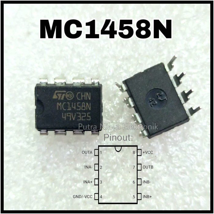 ic MC1458N Dip 8 Pin / MC1458 MC 1458 putr4n14 Berkualitas
