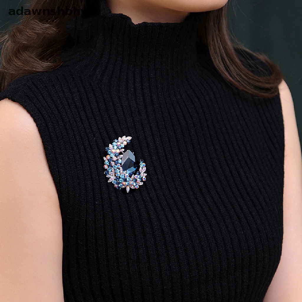 Adawnshbhyu Tetesan Air Hujan Kristal Bulan Brooche Fashion Elegant Alloy Brooch ID