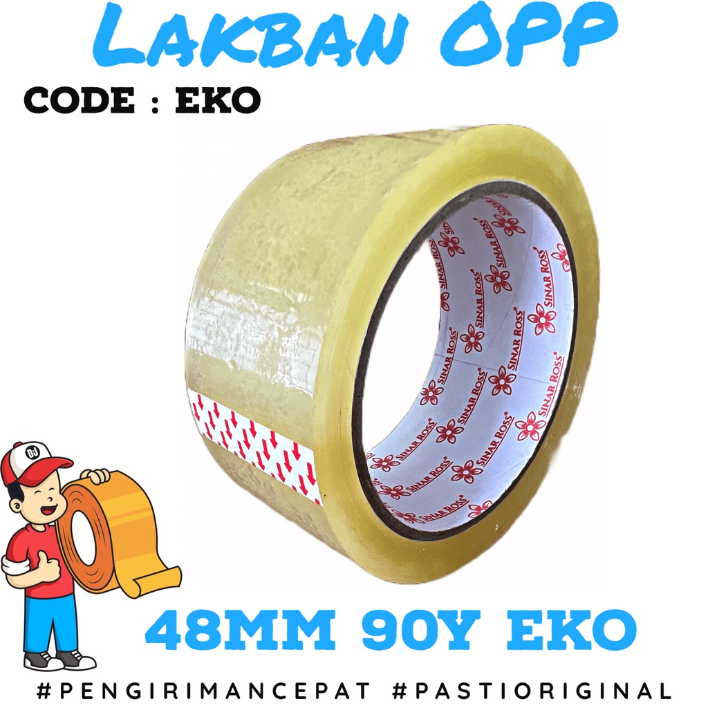 

[PER 1 DUS] Lakban Sinar Ross 2 inch 48MM 90 Yard ECO Bening (1 DUS ISI 72 ROL)