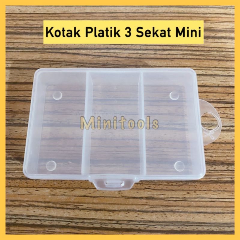 Kotak Plastik 3 Sekat Mini / Kotak Obat / Kotak Manik Manik