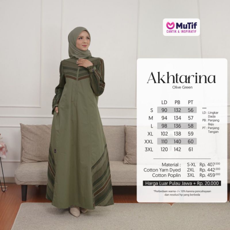 SARIMBIT MUTIF AKHTARINA OLIVE GREEN 2023 GAMIS AKHTARINA KOKO AKHTAR