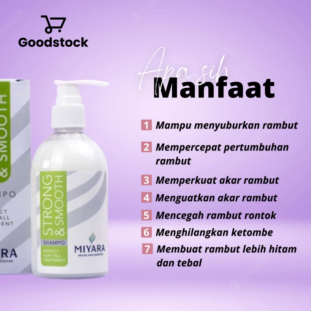 Miyara Shampoo - Strong &amp; Smooth Shampoo - Perawatan Rambut Rontok Masa Kini Original Official Store