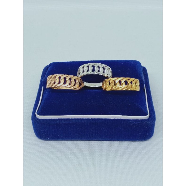 cincin perak asli silver 925 lapis emas/cincin model ½ rantai polos/asli silver/fashion wanita