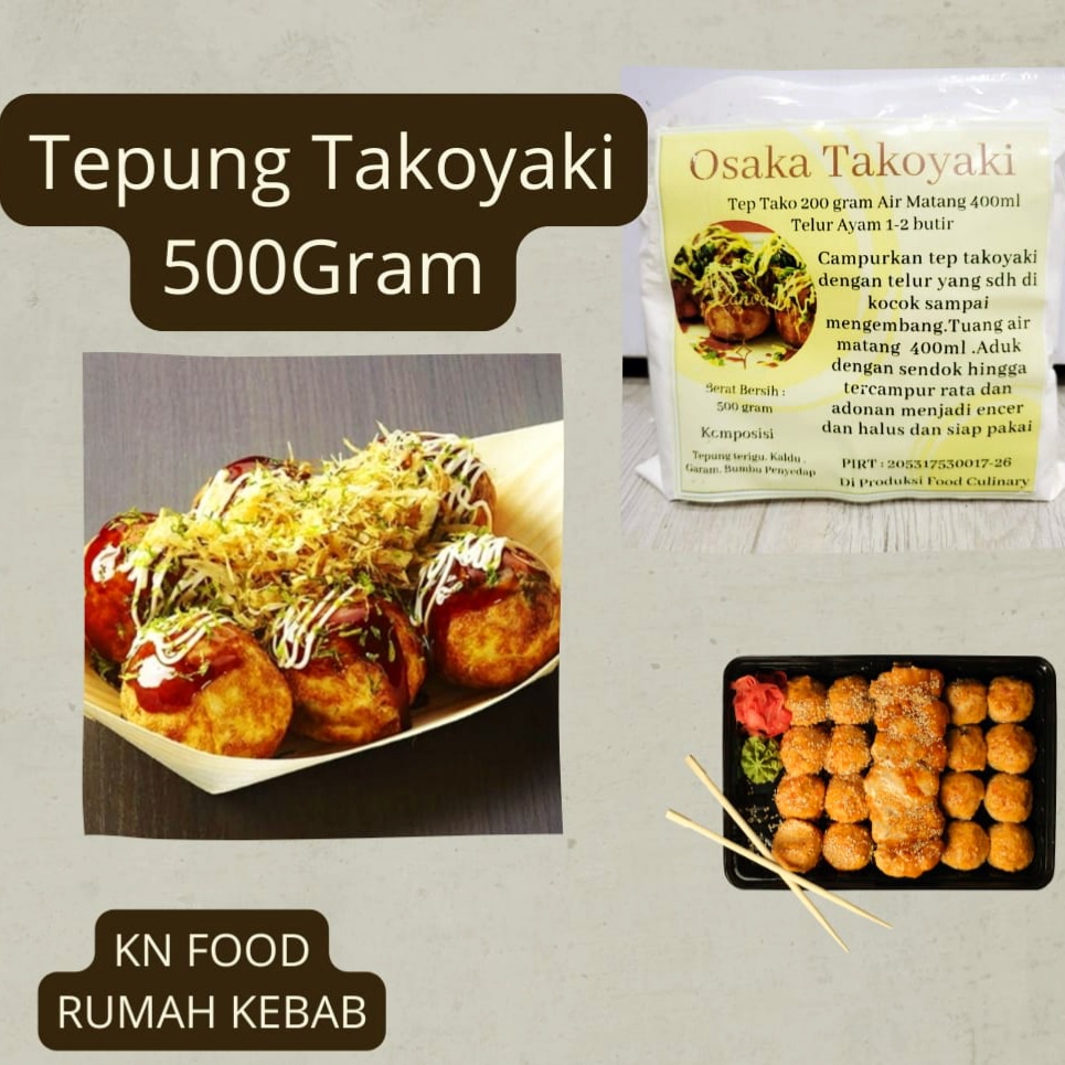 

Tepung Takoyaki Instan Siap Pakai 500 grm Gak Perlu ditambah Bumbu / Garam