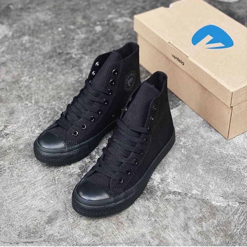 ORIGINAL VENTELA SHOES | Sepatu Ventela Ethnic High AllBlack FullBlack | Sepatu Sekolah Hitam Origin