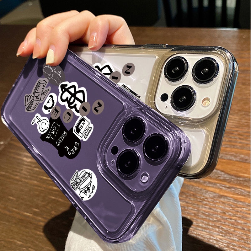IPHONE Casing Handphone Lembut Lucu Kompatibel Untuk Iphone12 11 13 14 Pro XS Max Casing X XR 78 6 6S Plus Casing Transparan Shockproof TPU Cover