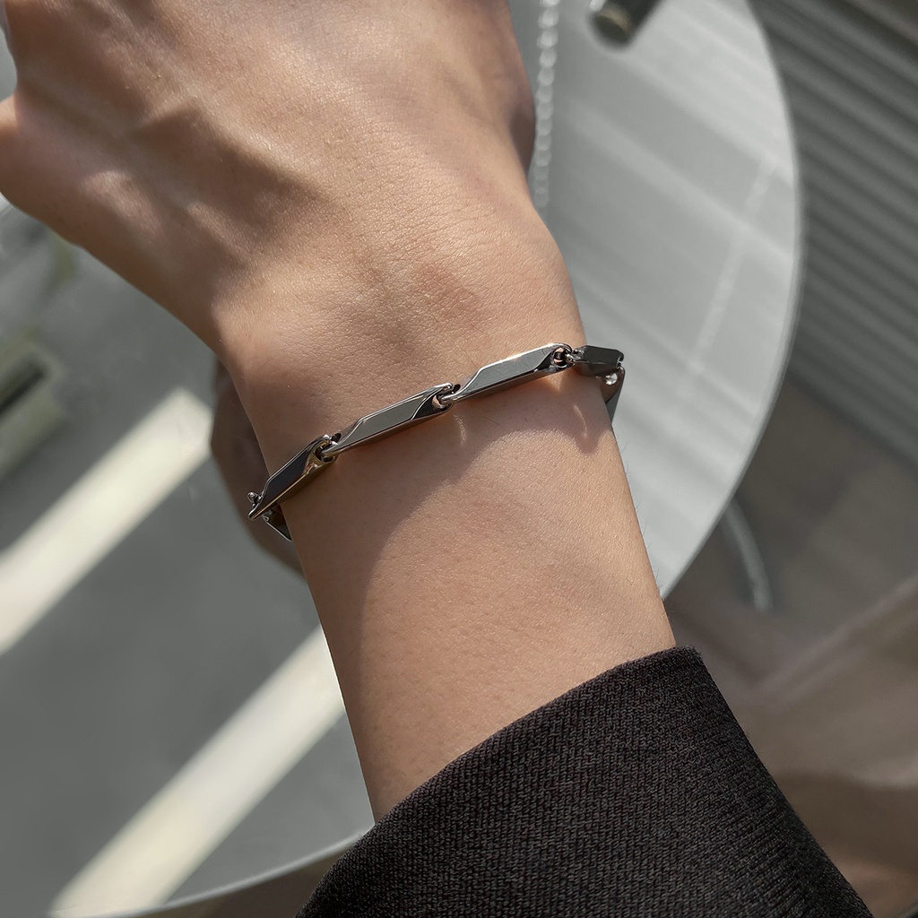 Gelang couple Tangan Silver Gaya Hip Hop Gelang pria Punk Korea Untuk Unisex  Pria / Wanita