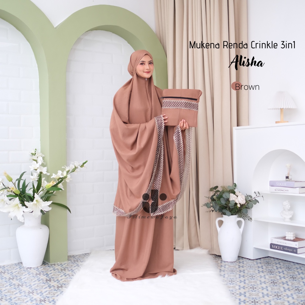 Mukena Crinkle 3in1 alisha series || Mukena crinkle jumbo 3in1 renda import