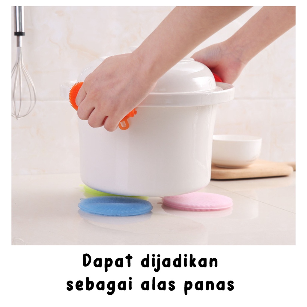 Spons Cuci Piring/Tatakan Gelas Anti Panas/Silikon Pembersih Dapur Serbaguna Diswashing