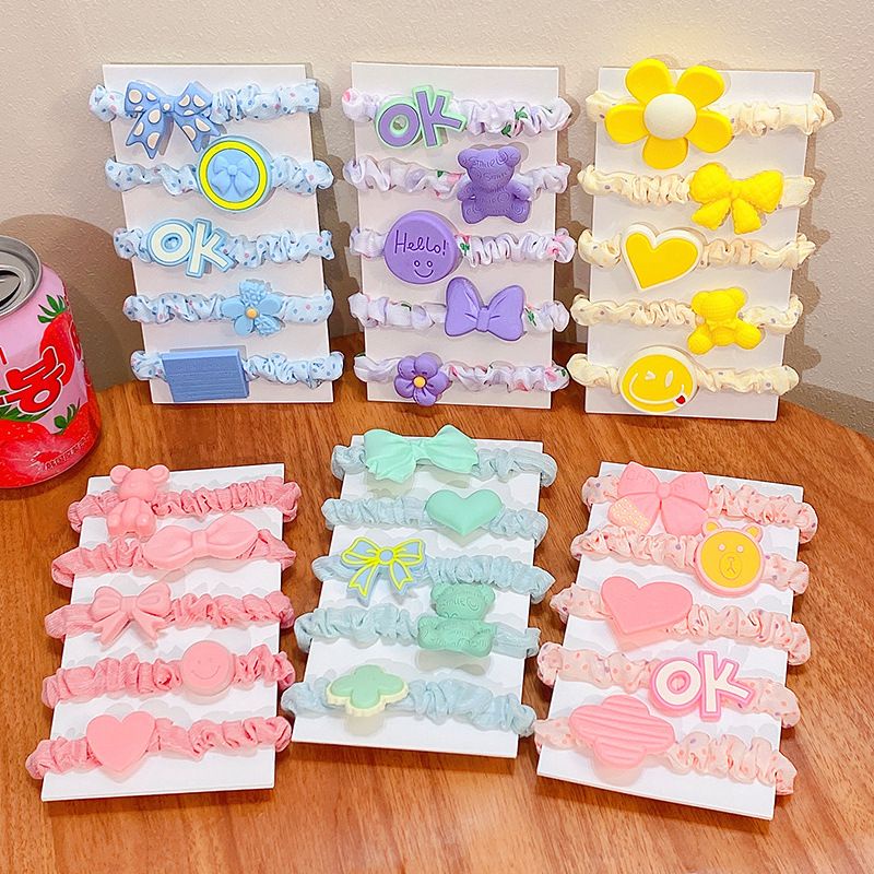 1 SET 5PCS IKATAN RAMBUT KOREA ANAK / IKAT RAMBUT ELASTIS / 5PCS IKATAN RAMBUT SCRUNCHIE ANAK / KUNCIRAN KARTUN IMPORT ISI 5