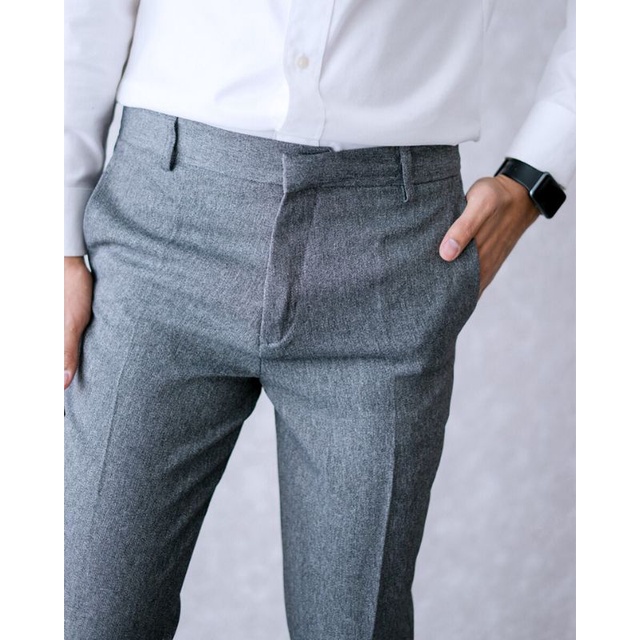 SAVANT BASIC ANKLEPANTS - Celana Slim Fit Formal Fashion Pria Panjang Mata Kaki Chino Fesyen Outfit Casual Hangout Busana Kantor Baju Kerja Gaul Kain Semi Wol