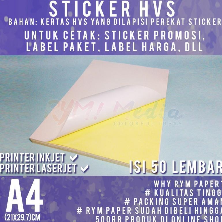 

BISA COD Sticker HVS A4 isi 50 lembar / Kertas Stiker Inkjet Doff Matte A4