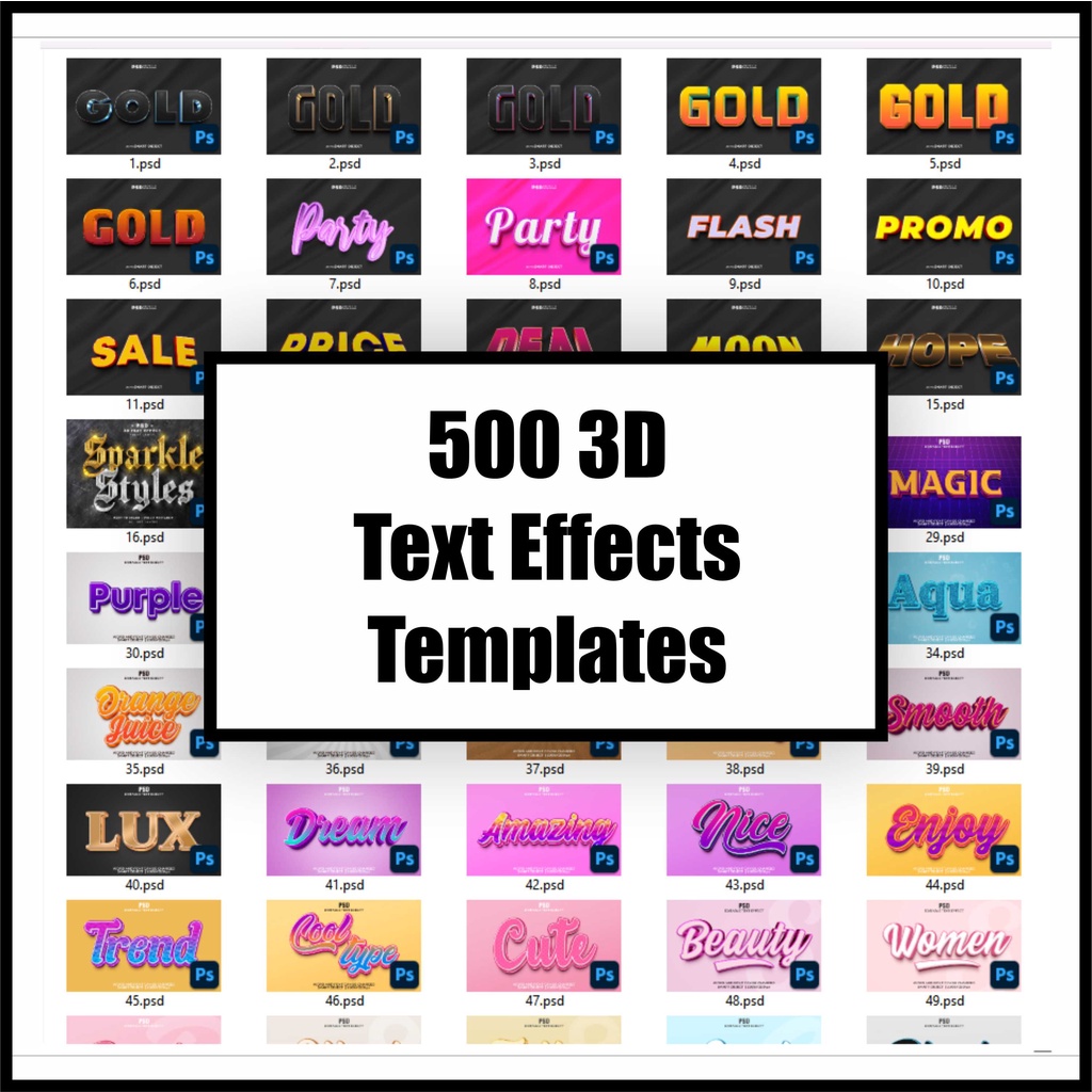 500 3D Text Effects Templates