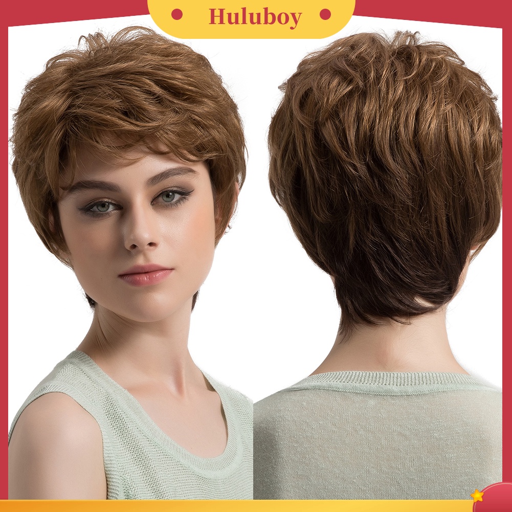 Wig Rambut Pendek Keriting Warna Coklat Untuk Wanita