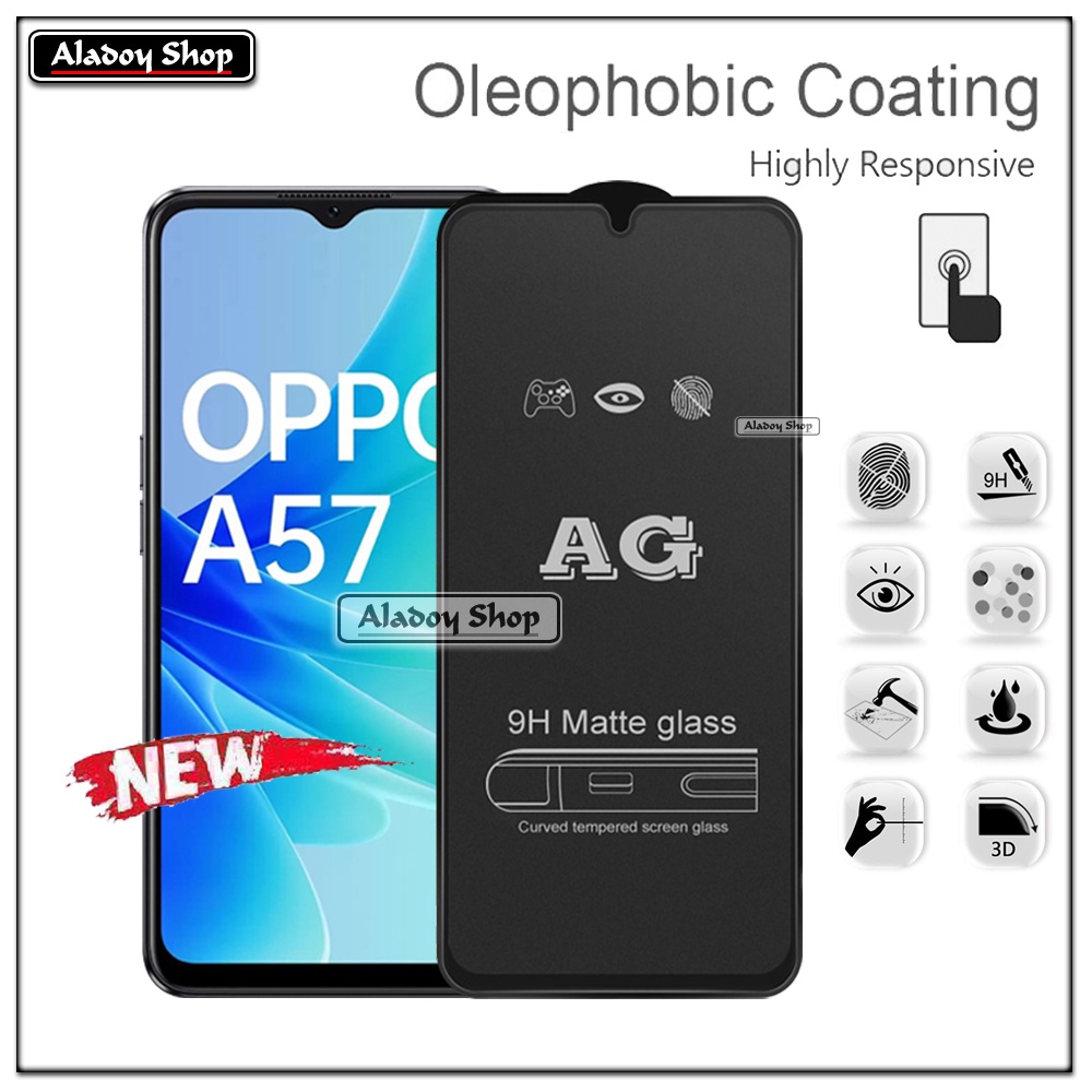 Paket 3IN1 Tempered Glass Layar Matte Anti Glare Oppo A57 4G/A57E/A57S Free Tempered Glass Camera dan Skin Carbon