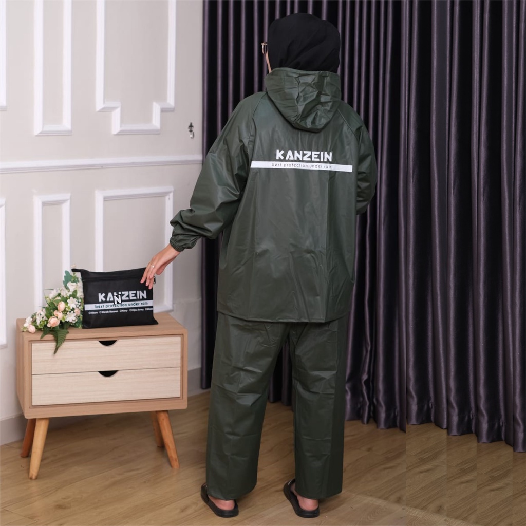 JAS HUJAN SETELAN STELAN JAKET CELANA ATAS BAWAH PRIA WANITA CEWE COWO MEREK KANZEIN