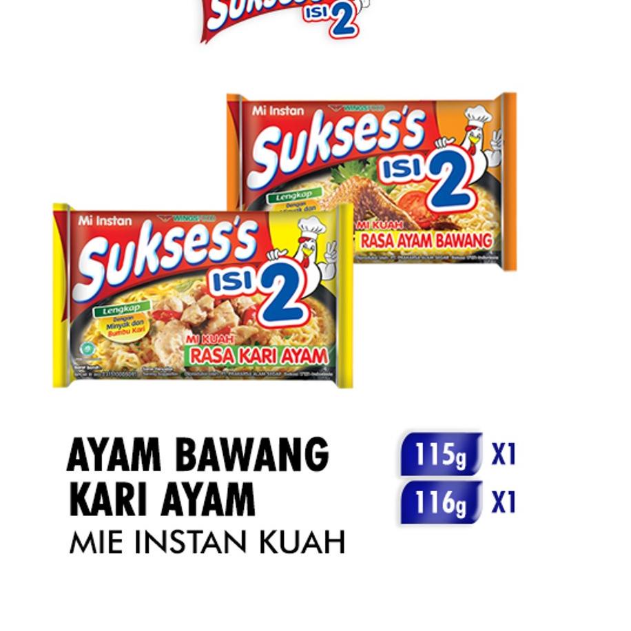 

㊜ Mie Suksess Ayam Bawang 115gr + Mie Suksess Kari Ayam 116 gr ほ