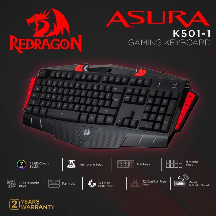 Redragon Gaming Keyboard ASURA - K501-1 Gaming Keyboard