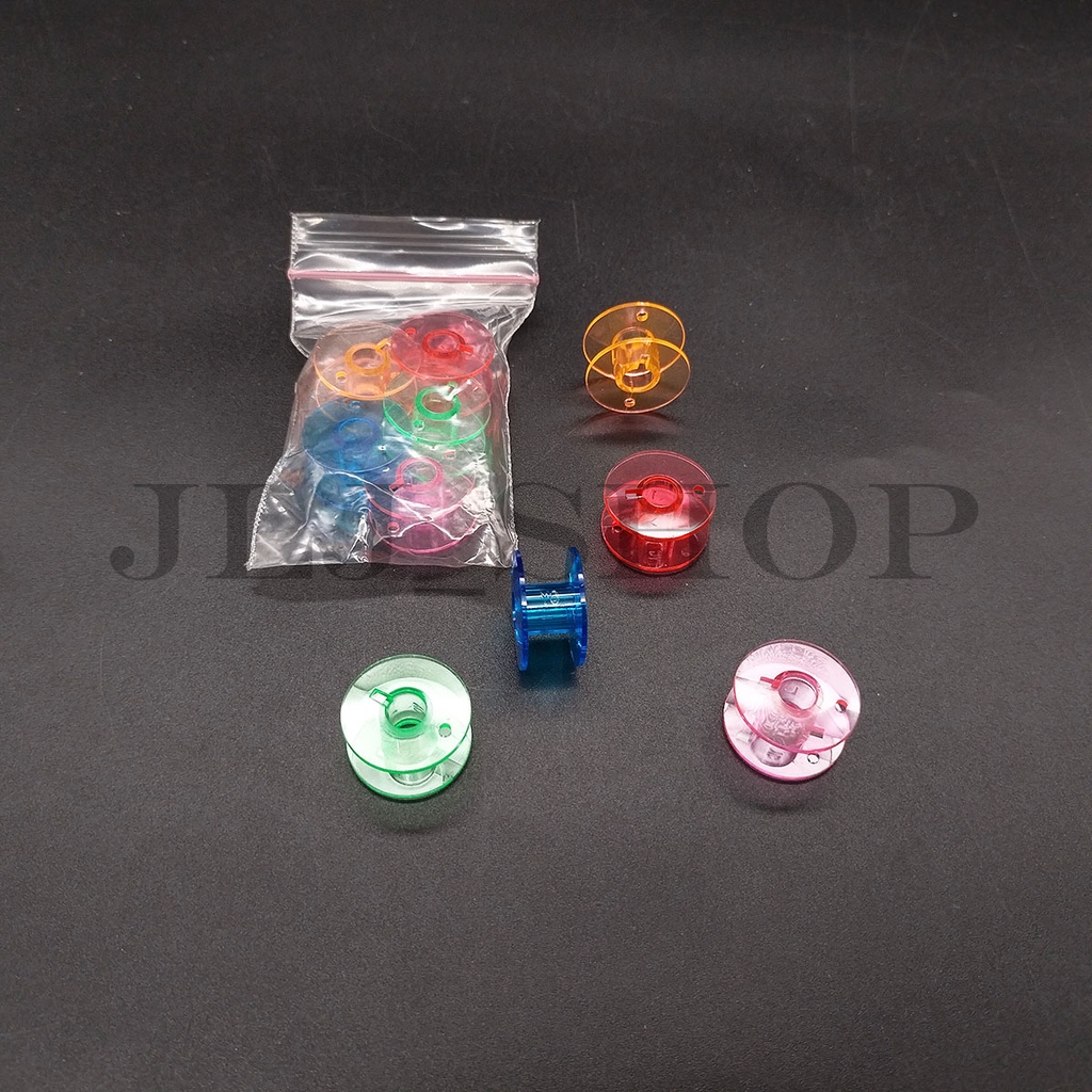 Spool plastik warna warni / Bobbin / spool mesin jahit portable multi fungsi (harga per 5 pcs)