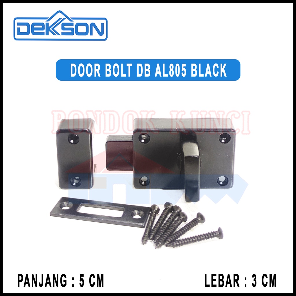 Grendel Putar Slot Kunci Pintu Dekson Door Bolt AL805 Black Dekkson