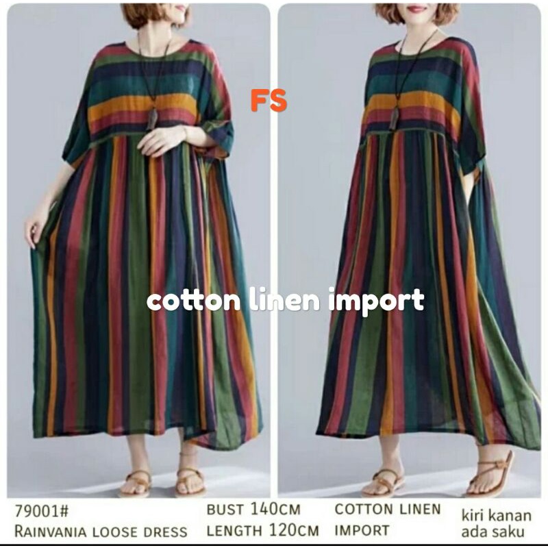 loose dress/dress jumbo/jumbo size/big/dress linen import