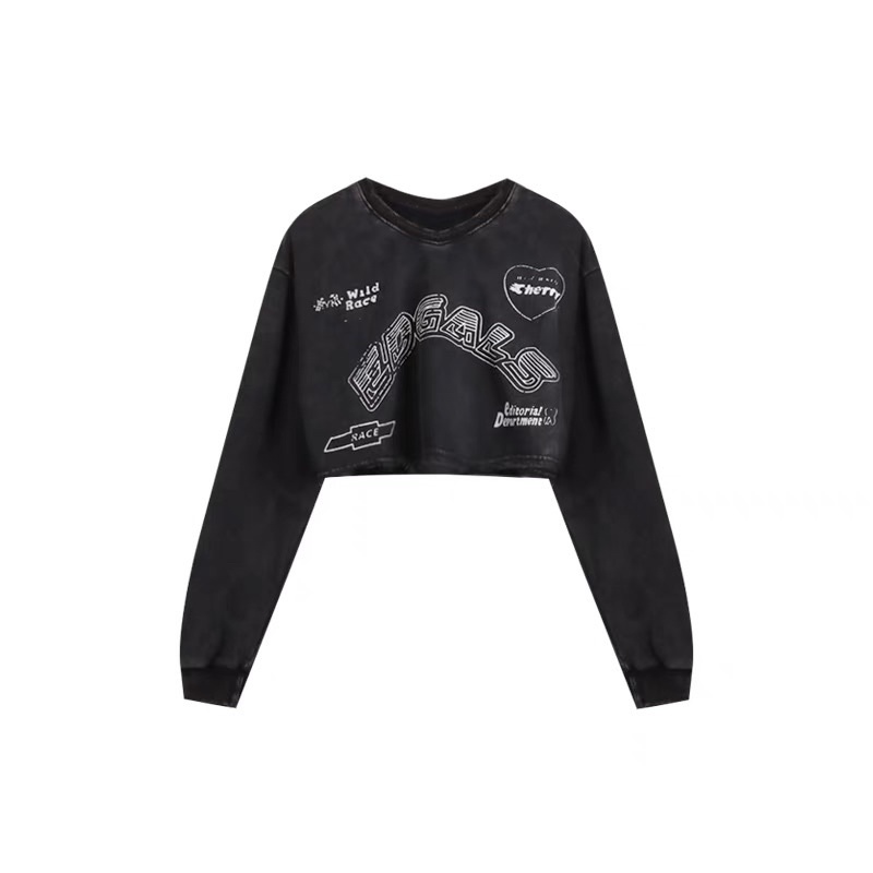[ready stock] edgalss race long sleeve top | atasan crop wanita korea kekinian aesthetic