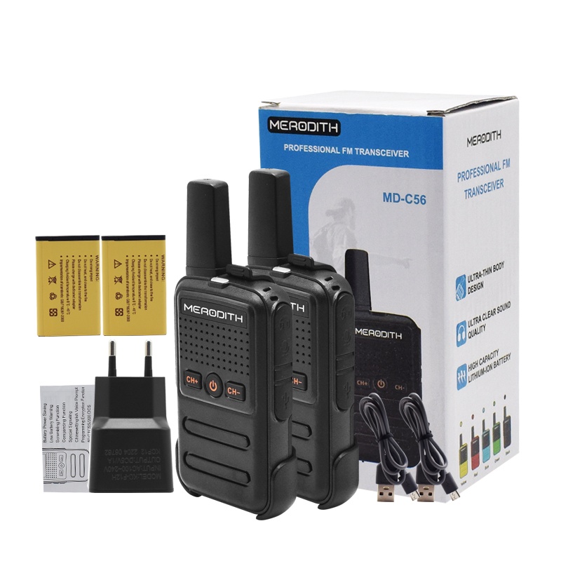 HT 2 unit C56 HT Mini Wln Two-Way Radio Walkie Talkiesipil daya tinggi walkie-talkie genggam luar ruangan mesin kecil ultra-tipis