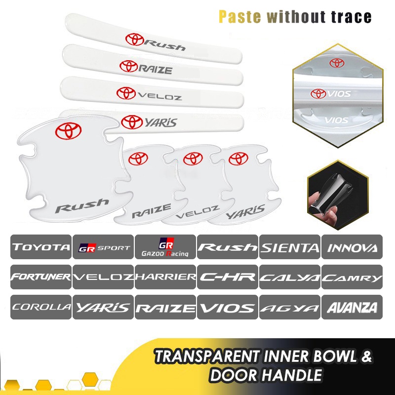 Cover Pelindung Gagang Pintu Mobil Toyota Inner Bowl Anti Gores Stiker Untuk Vios GR Sport Yaris Veloz Rush Avanza CHR Fortuner Innova Camry Raiza Sienta Corolla Aksesoris