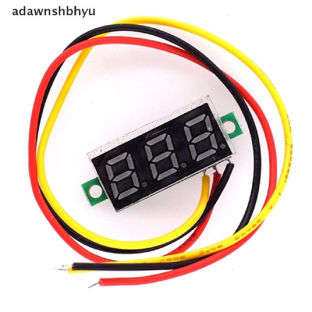 Adawnshbhyu Ultra Kecil Hijau Digital DC 0.28 Inch Ultra Kecil Digital DC Voltage Meter LED Voltage Display Tampilan Digital Yang Dapat Disesuaikan Tiga Kabel DC0-100V Voltmeter ID