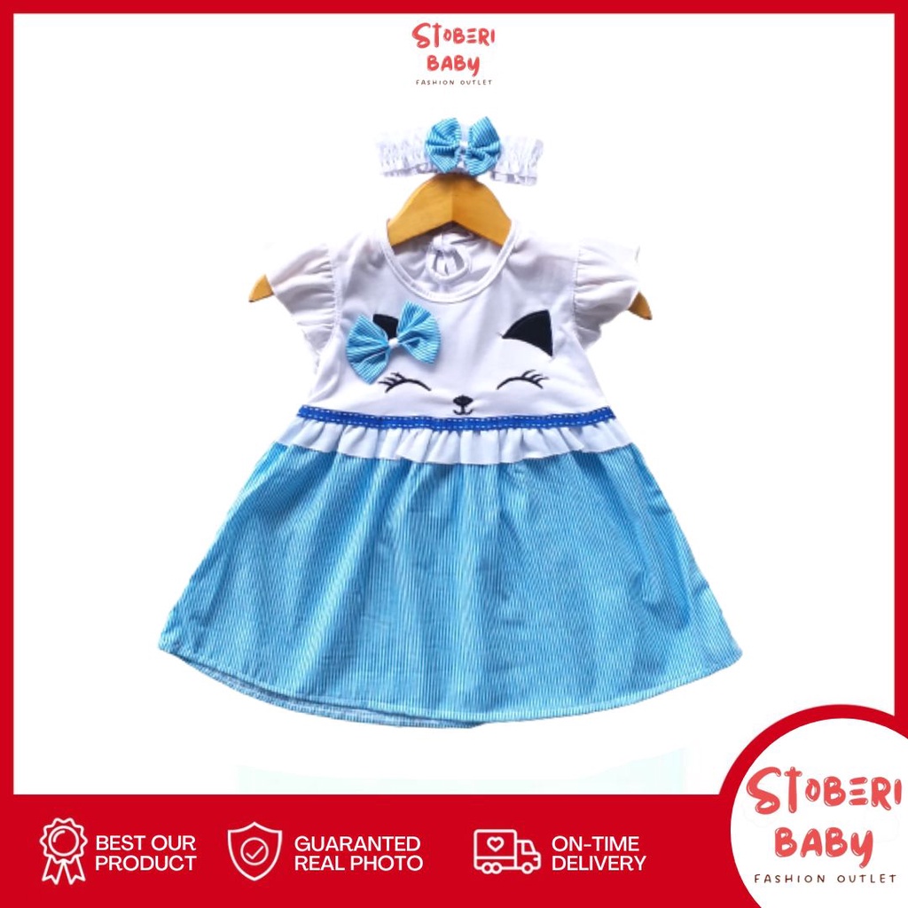 stoberi baby - (EXCLUSIVE ON STOBERI BABY) Dress Bayi Motif Animal Lucu Baju Bayi Perempuan / QIU2 SLEEPY CAT