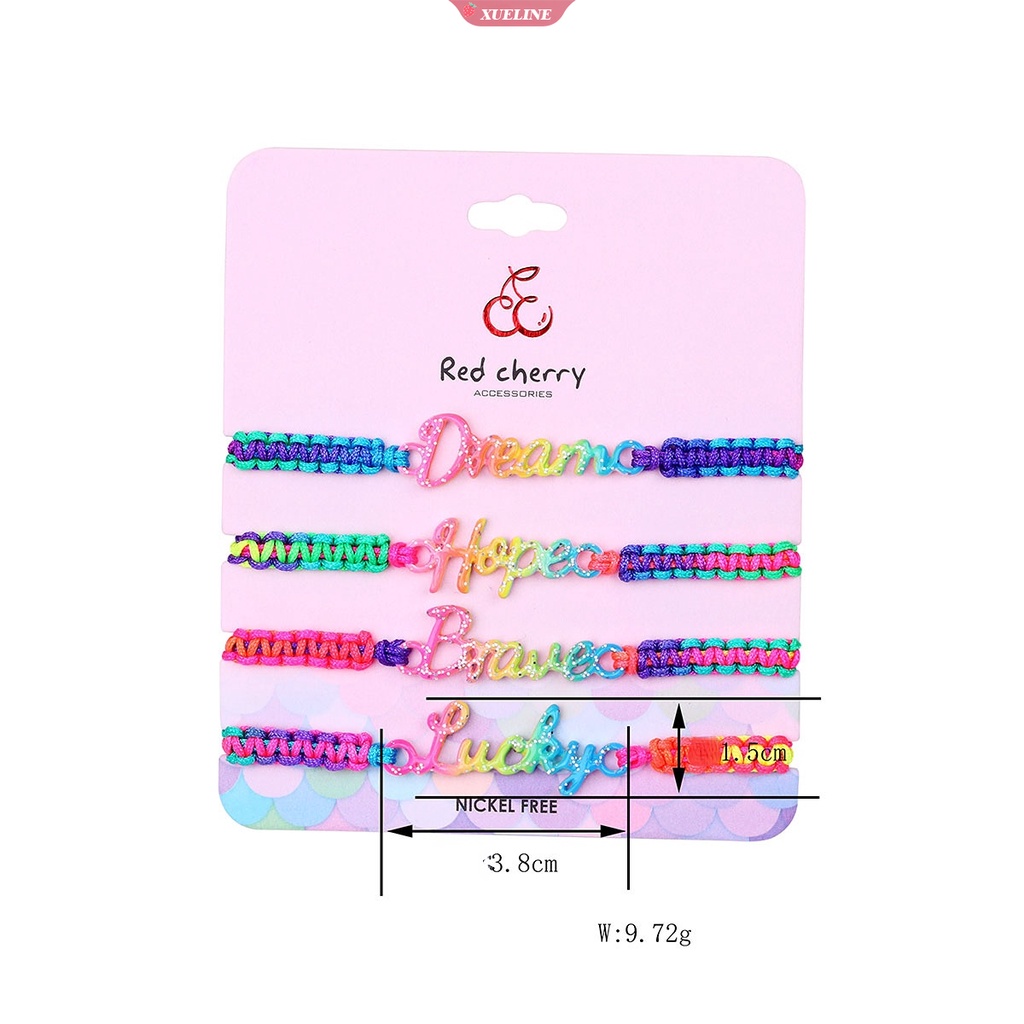 Baru Berwarna Gelang Tangan Berwarna Tenun Tangan Gradasi Cat Semprot Huruf Paduan Bahasa Inggris Gelang set Hadiah Anak [ZXL]