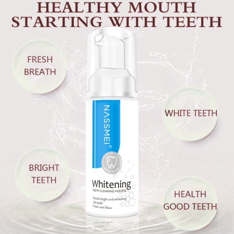 NASSMEI Whitening Teeth Cleaning Mousse-60g/ Mousse Foam Toothpaste / Buang noda/ Tarik nafas segar/ Pasta gigi portabel