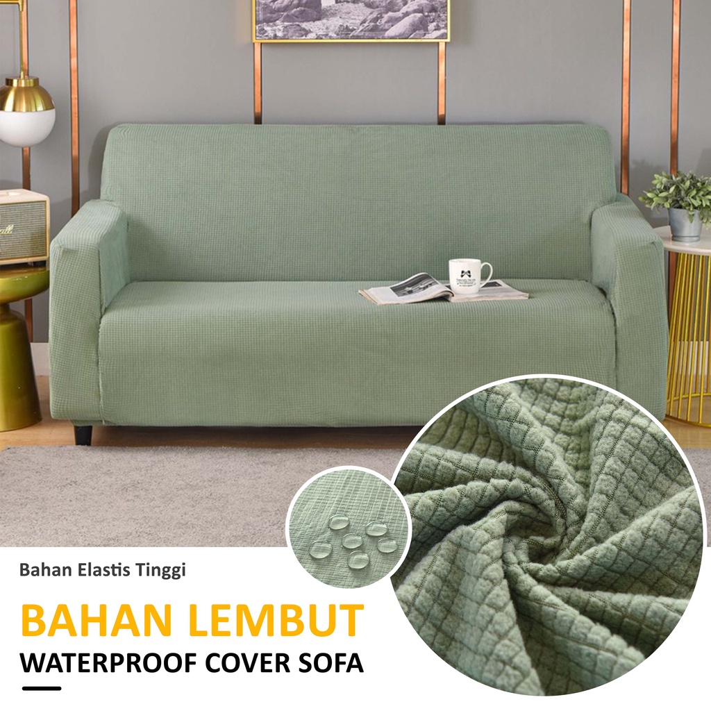 Waterproof Warna Solid Cover sofa Tahan Air Sofa Cover Sofa Cover Elastis Pola Pola Menarik/Non-Slip Cover Sofa Bed 1/2/3/4 Seater Sofa Cover Sofa Bantal Cover