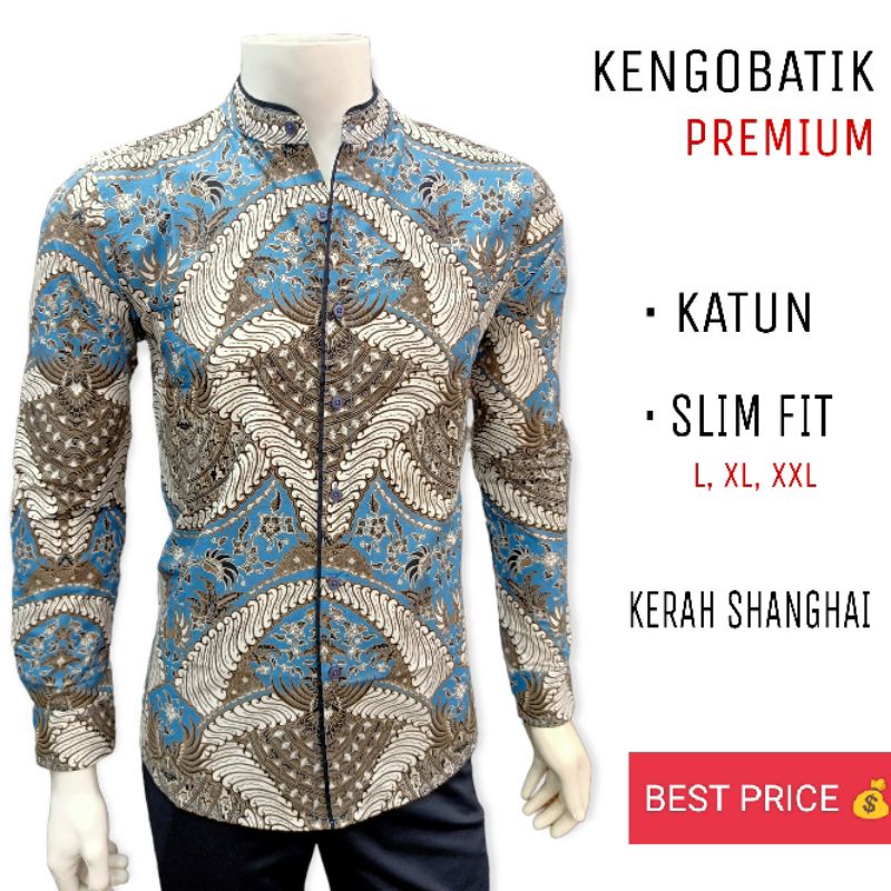 (KENGOBATIK) BATIK PRIA LENGAN PANJANG | BATIK SHANGHAI WALUYO SLIM FIT | KEMEJA BATIK PRIA KATUN PREMIUM