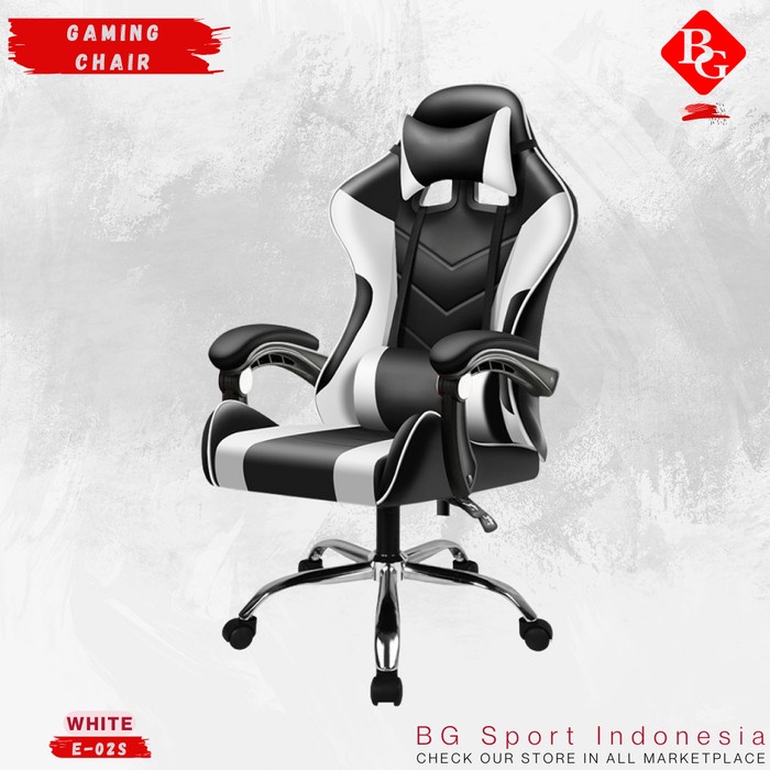 Kursi Bg Sport Chair Gaming - Kursi Gaming Model E-02S ( White )